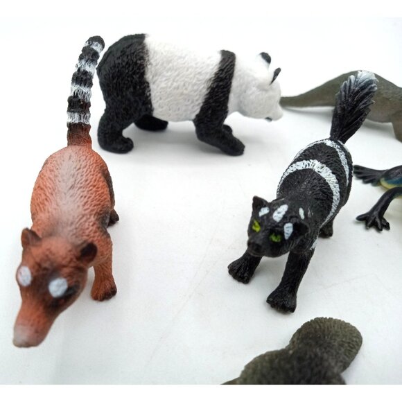 Animal Figures Set Panda Platypus Frog Ring Tailed Lemur Otter Skunk Toys - Picture 4 of 11